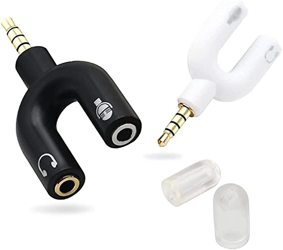 BS Power Audio Splitter Adapter( 2 Packs ),U Shape 3.5 mm Jack Male to 2 Female Headphone Splitter EZ706