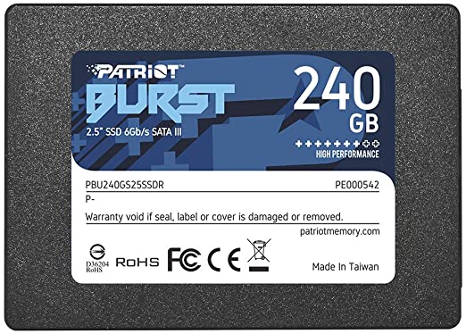 Patriot Memory Burst SSD 240GB SATA III Internal Solid State Drive 2.5" - PBU240GS25SSDR