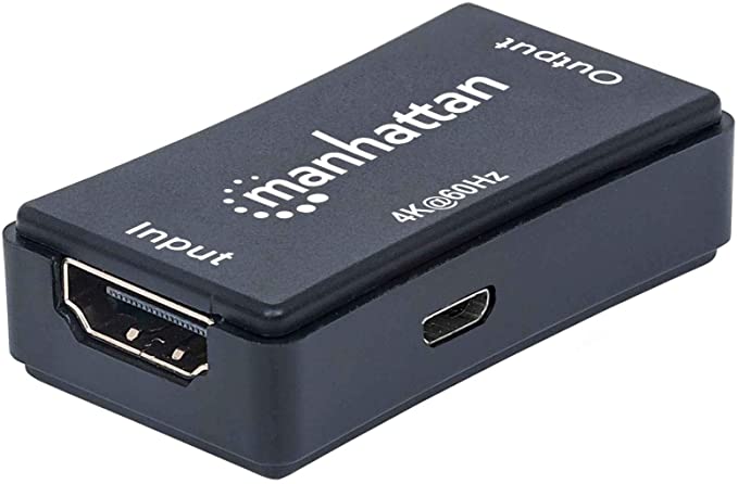 Manhattan 207621 HDMI Signal Repeater Regenerates 4K up to 40 m (131 ft.) - Black