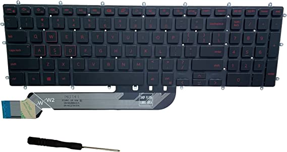 Laptop Replacement Keyboard for Dell Inspiron: 7566 7567 7577 7588 7773 7778 7779 3579 3558 3583 3779 5565 5567 5570 Replacement Keyboard with Backlit & Frame US Layout (Red Backlit)