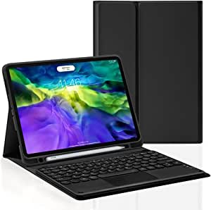 Touch Keyboard for Galaxy Tab S8+ 12.4" 2022 & Tab S7 FE 12.4" 2021 & Tab S7+ 12.4'' 2020 Keyboard Case with Touchpad Cute Round Key Color Keyboard Detachable Touch Keyboard Cover (Black)