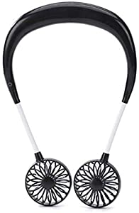 Fbnzmluqfs Small Fan مصغرة مروحة 3.7 فولت 1200mah usb قابلة للشحن 3 التروس المحمولة مروحة يمكن ارتداؤها اليدين الرقبة خالية من الأيدي شنقا مصغرة الرياضة مروحة الهواء برودة (Color : Black)