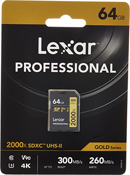 Lexar Professional 2000x SDHC/SDXC UHS-II Memory Card 300MBPS, 64GB Capacity