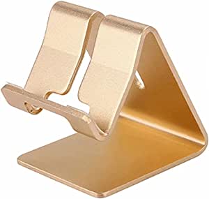 Rumfo Cell Phone Stand Aluminum Alloy Desktop Phone Mount Holder, Universal Tablets Phone Stand for iPhone 11 X 8 7 6 Samsung Galaxy s10 9 All Smartphone (Golden)