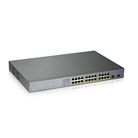 Zyxel 24-port Gigabit Unmanaged PoE+ Switch with 250 Watt Budget and 2 SFP, Long Range PoE Switch [GS1300-26HP]