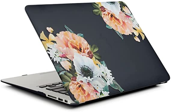 MacBook Air 13 inch Case 2017 2016 2015 2013 Older Version Model A1466 A1369 Mac Book Air 13in Cover See Through Peony Black Base