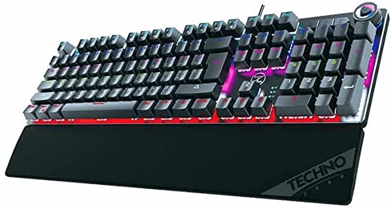 Techno Zone E36 Gaming Mechanical Keyboard Blue Switch With Magnetic wrist rest