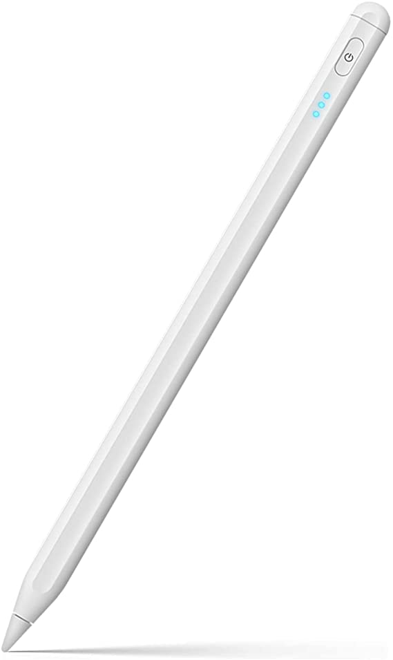 LEIJUE Stylus Pen for iPad with Palm Rejection/Tilt Sensitivity,Upgraded Power Display Magnetic Pencil Compatible with 2021 iPad Pro 11/12.9 (2018-2020), iPad 6/7/8 Gen, Mini 5,Air 3rd/4th (White)