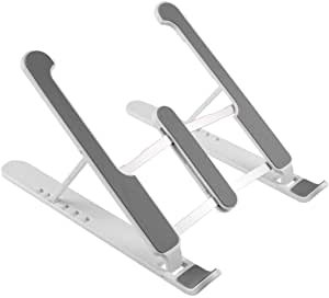 UKON Laptop Stand Portable Computer Stand Plastic Foldable Notebook Stand with 6 Levels Height Adjustment Compatible for 10-15.6 Inch Tablets Notebooks fit Mac MacBook Pro Air Lenovo Dell - White