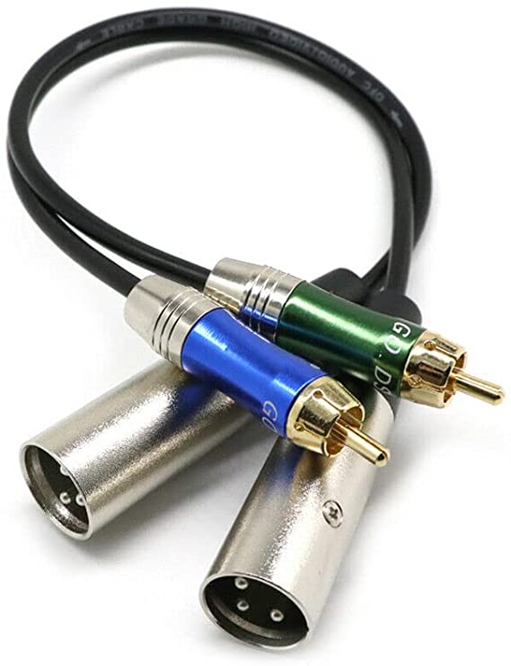 2 XLR Male to 2 RCA Male Patch Cable - Dual XLRM to Dual RCA Audio Cord