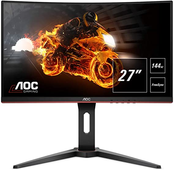 AOC C27G1 27Inch Curved Frameless Gaming Monitor, FHD 1080p, 1800r VA Panel, 1ms MPRT 144Hz, FreeSync, DP/HDMI/VGA, Height Adjustable, VESA