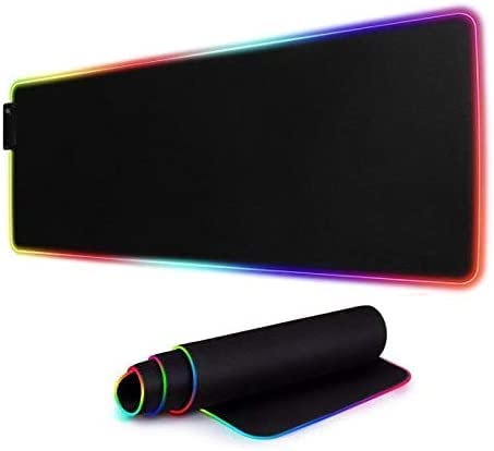 Large 80cm by 12cm Mouse Pad Multilit LED Mouse & Keyboard - Black