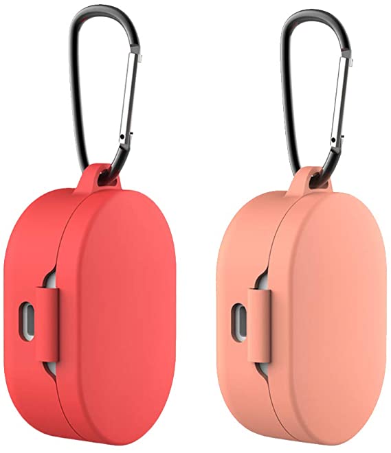 Blesiya 2x Bluetooth Headset Kit for Redmi Airdots Dustproof Portable Charging Box with 360 ° Total Protection Red + Orange