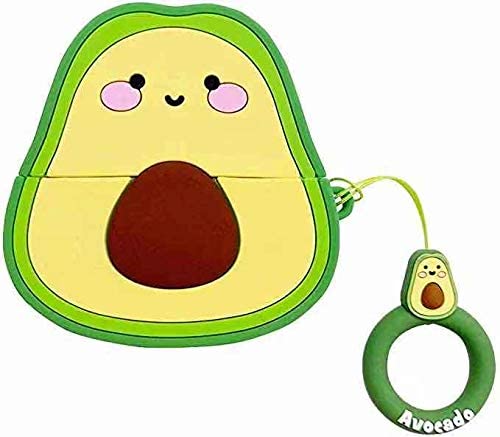 Xuyoz Airpods pro Case Cover, Cute 3D Cartoon Silicone Airpods pro Protective Skin Cases Funny Cover with Keychain for Girls Women Men Compatible with Airpods pro Charging Case 2019, Avocado