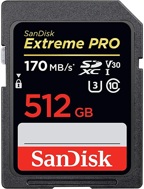 SanDisk Extreme PRO 512GB SDXC Memory Card up to 170MB/s, UHS-1, Class 10, U3, V30