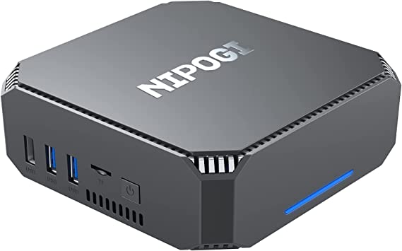 NiPoGi Mini PC, 6GB RAM+128GB ROM Celeron J3455 Mini Desktop Computer Windows 10 Pro, Support Dual Display 4K HD, Bluetooth 4.2, Dual Wifi 2.4/5G, 1000 Mbps, Business Office Home Small Micro Computer