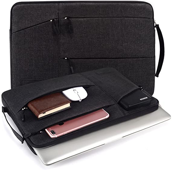 WIWU Laptop Bag 15.6 Inch Premium Water Resistant Shockproof Laptop Sleeve with Handle for Acer Aspire E15 E5-575G, ASUS, Toshiba, Dell Inspiron, Lenovo, MSI, HP, Messenger Bag - Black