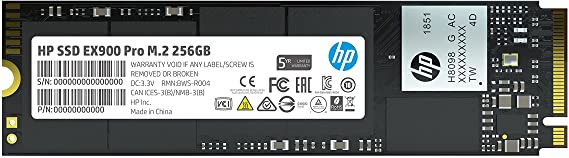 HP EX900 Pro 256GB NVMe Internal PC SSD - Gen3 x4 PCIe, M.2 2280, 3D NAND, Up to 1960 MB/s - 9XL75AA#ABA