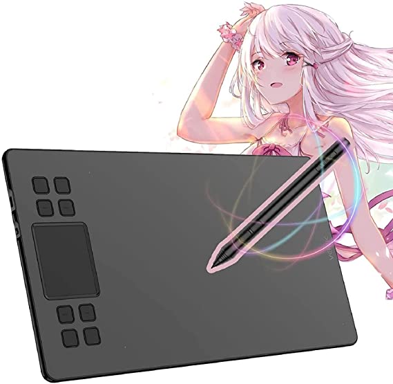 VEIKK Graphic Tablets, A50 10x6 Inch Pen Tablet with Smart Gesture Touch Pad & 8 Shortcut Keys Tilt Function 8192 Pen Pressure for Android, Windows and Mac