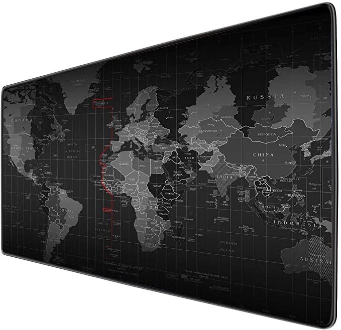 World Map Gaming Mouse Pad (900x400x4mm) Anti-Skid Extended Large World Map Keyboard and Mouse Pad (Size: XXL)