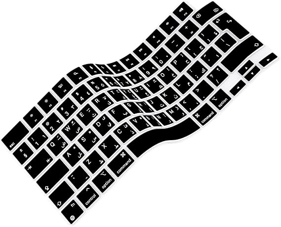 Arisase Ultra Thin Silicone Arabic Language Keyboard Cover Skin for MacBook Pro 14 & 16 M1 Pro & M1 Max Chip (Models: A2442 & A2485) 2021 Released Soft Protective Accessories EU / UK Layout (Black)