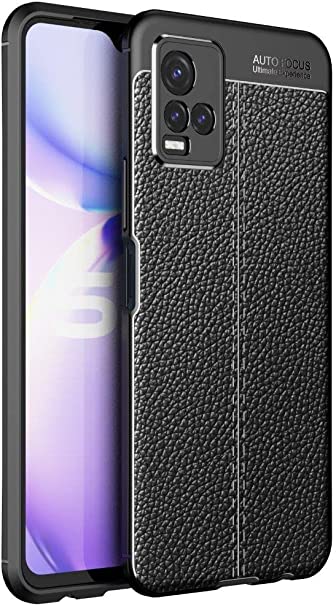 For Vivo Y21 4G, Original Leather Pattern Back Case Cover Carbon Fiber Litchi Shockproof From CompuMisr - Black