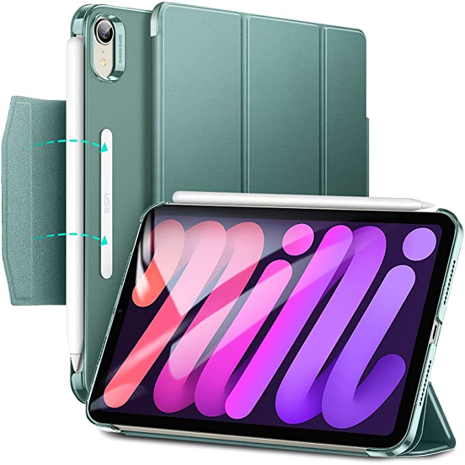 ESR Trifold Case Compatible with Tablet 2021 Translucent Smart Case, Trifold Stand with Clasp, Auto Sleep/Wake, Supports Pencil 2 Pairing and Charging, Dark Green