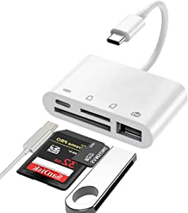 USB C to SD Card Reader 4 in 1 Type C Micro SD TF Card Reader with Charging Port USB C to USB Camera Memory Card Reader Adapter for MacBook Pro iPad Pro Galaxy S10/S9 and More USB C Devices