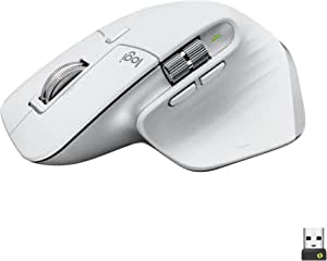 Logitech MX Master 3S Performance Wireless Mouse for Mac with Ultra-fast Scrolling, Ergo, 8K DPI, Track on Glass, Quiet Clicks, USB-C, Bluetooth, Windows, Linux, Chrome - Pale Grey