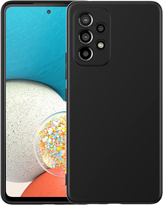 Foluu Silicone Case for Samsung Galaxy A53 5G, Liquid Gel Rubber Bumper Case with Soft Microfiber Lining Cushion Slim Hard Shell Shockproof Protective Cover for Samsung Galaxy A53 5G 2022 (Black)