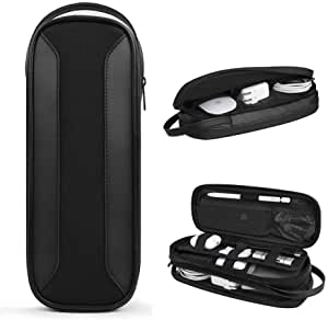 Electronic Accessories Organizer for Men, EVA Dual Compartment Travel Cable Organizer Bag Carrying Pouch Bag for Power Bank, Apple Pencil, USB Hub, Charger, Phone(Black)