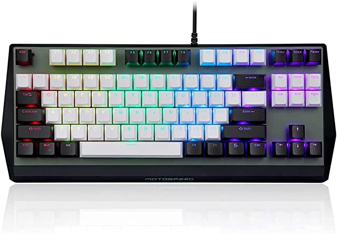 Motospeed CK73 Wired Mechanical Keyboard 87 Keys Full RGB Gaming Keyboard Ergonomic Keyboard with PBT Keycap Gateron Red Switches | HighEnd