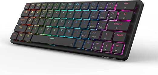 REDRAGON K624P ELISE PRO RGB 60% Wireless 2.4Ghz / Bluetooth 5.0 / Wired Type C Gaming Mechanical Keyboard – Low Profile Blue Switches (Black)