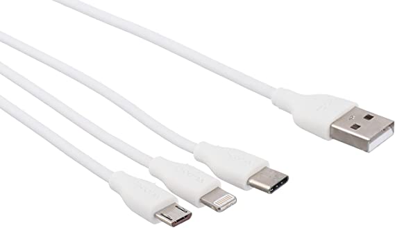 Proda PC-02th 3 in 1 Charging Cable, 1 m - White