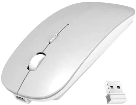 Wireless Mouse, Rechargeable Mouse for MacBook pro/MacBook air/Laptop/iMac/iPad/pc, Slim Silent Mouse 2.4G Portable Mobile Optical Office Mouse (Silver)