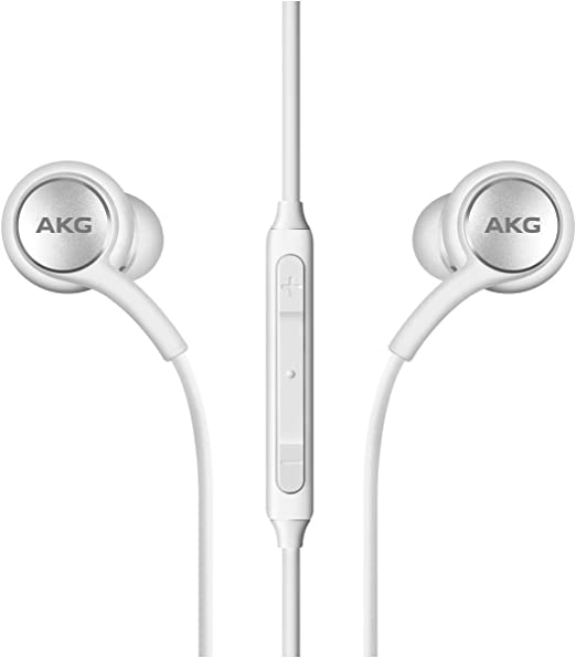 2019 Stereo Headphones for Samsung Galaxy S10 S10e S10 Plus - Designed by AKG - with Microphone (White)