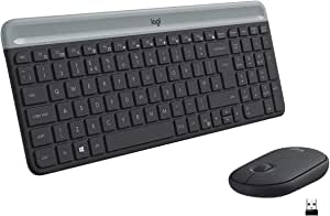 Logitech MK470 Slim Wireless Keyboard & Mouse Combo, QWERTY Italian Layout - Black