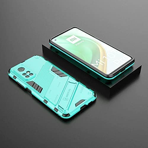 Case Compatible with Xiaomi Mi 10T Pro - anti-Shock Iron Man Stand Protective Case With Backrest - Ultra premium quality cover From GrabMobily - Turquoise