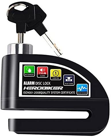 Herobiker Anti Theft Motorcycle Motorbike Bike Alarm Disc Lock Keys - (Black)
