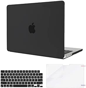 O Ozone Compatible with MacBook Pro 14 inch Case A2442 2021 MacBook Pro 14.2 with M1 Pro / M1 Max Chip & Touch ID Plastic Hard Matte Case, Keyboard Cover Skin & Screen Protector (Black)