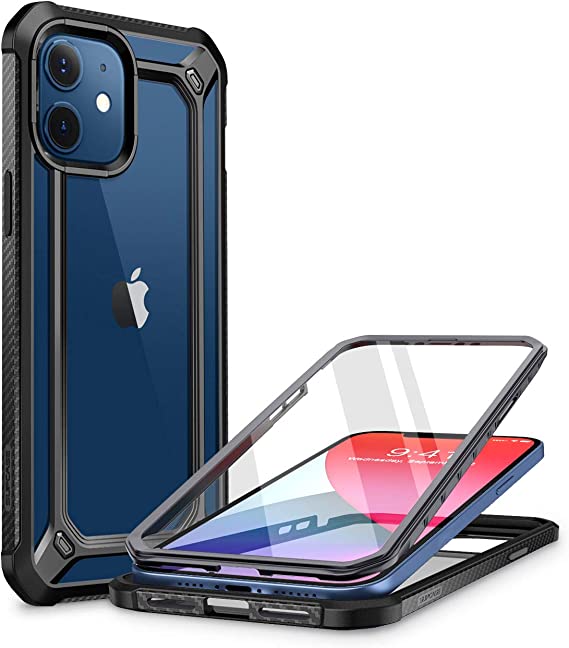 SUPCASE Unicorn Beetle EXO Pro Series Case for iPhone 12 Mini (2020 Release) 5.4 Inch, with Built-in Screen Protector Premium Hybrid Protective Clear Bumper Case (Black)