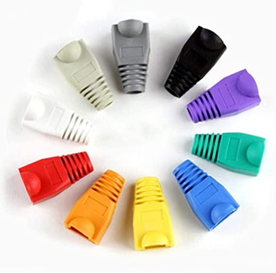 100 Pcs Cat5E CAT6 RJ45 Ethernet Network Cable Strain Relief Boots Cable Connector Plug Cover (10 Colors)