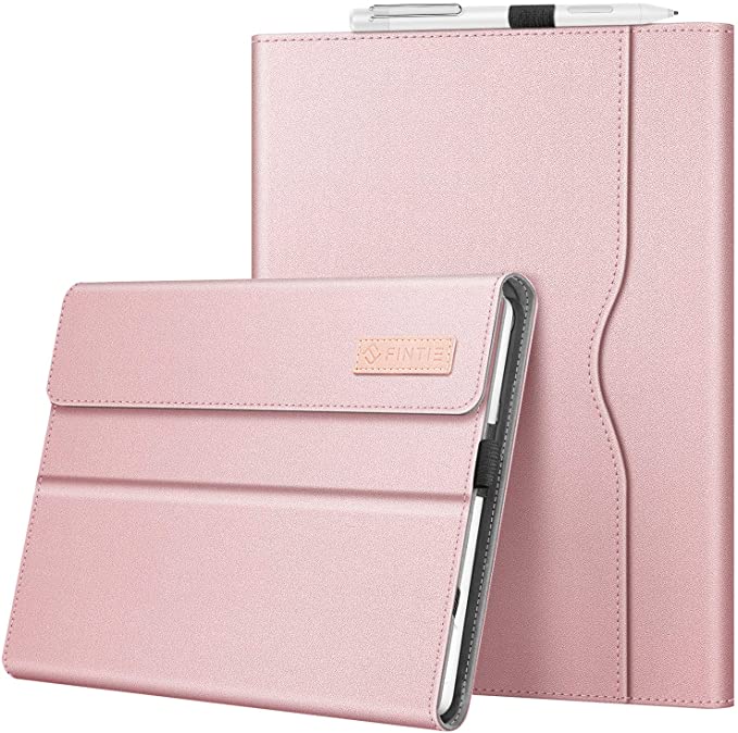 Fintie Protective Case for Microsoft Surface Go 2 2020 / Surface Go 2018 - Multi-Angle Portfolio Business Cover with Pocket, Compatible with Type Cover Keyboard (Rose Gold)