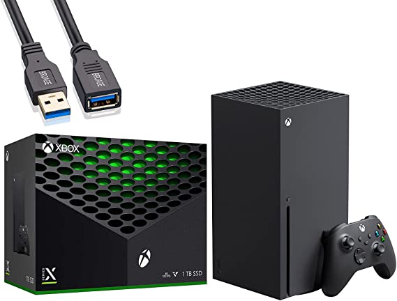 Microsoft Xbox Series X 1TB SSD Video Gaming Console - Xbox Wireless Controller, Black - 16GB GDDR6 Memory, 8X Cores Zen 2 CPU, RDNA 2 GPU, 4K UHD Blu-Ray, 8K HDR, 802.11AC WiFi - USB Extension Cable