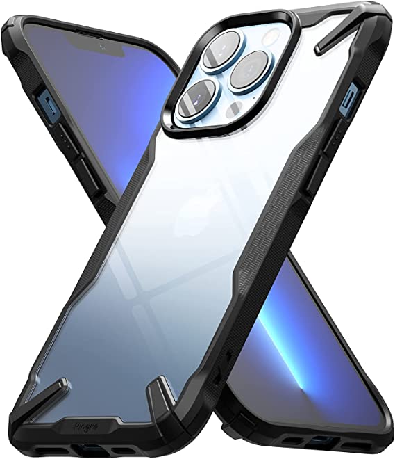 Ringke Fusion-X Compatible with iPhone 13 Pro Case, Clear Hard Back Heavy Duty Shockproof Advanced Protective TPU Bumper Phone Cover - Black