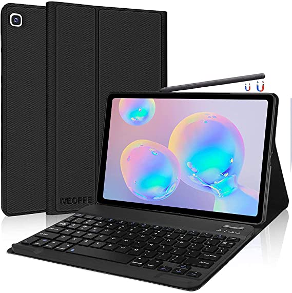 IVEOPPE Keyboard Case for Samsung Galaxy Tab S6 Lite 10.4 2020 SM-P610 SM-P615, Detachable Wireless Bluetooth Magnetic QWERTY UK Layout Keyboard Case for Samsung Galaxy Tab S6 Lite 10.4 (Black)