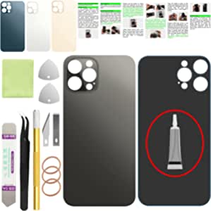 for iPhone 12 Pro Max Back Glass Cover Replacement Kit with Professional Repair Kit and Installation Instruction (Graphite)