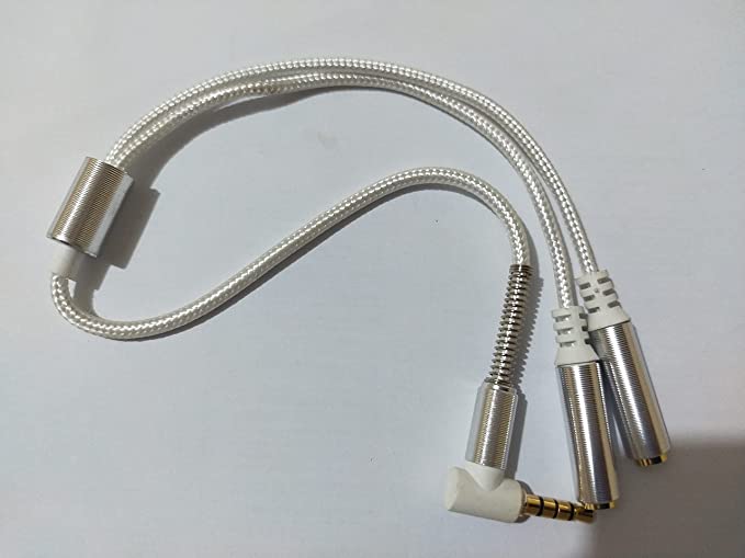 3.5mm audio Splitter Cable aUX Stereo 1 Male to 2 Female Headphone Extension Cable Adapter for Smart Phone Tablet PC Laptop other 3.5mm audio Devices White