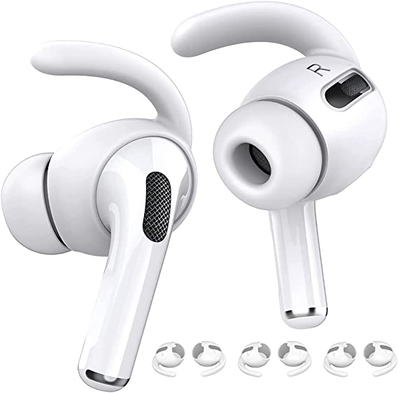 Pnakqil Ear Pads for AirPods Pro, 3 Pairs of Silicone Non-Slip Ear Hooks, Sports Headset, Anti-Lost Ear Hooks, Earphone Covers Compatible with Apple AirPods Pro 2019 (White)