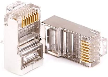 Ultima Cords & Cables Gold Plated RJ45 Pass Through Shielded Metal Cat6 Cat5E Cat6 Connectors. (Set of 100)